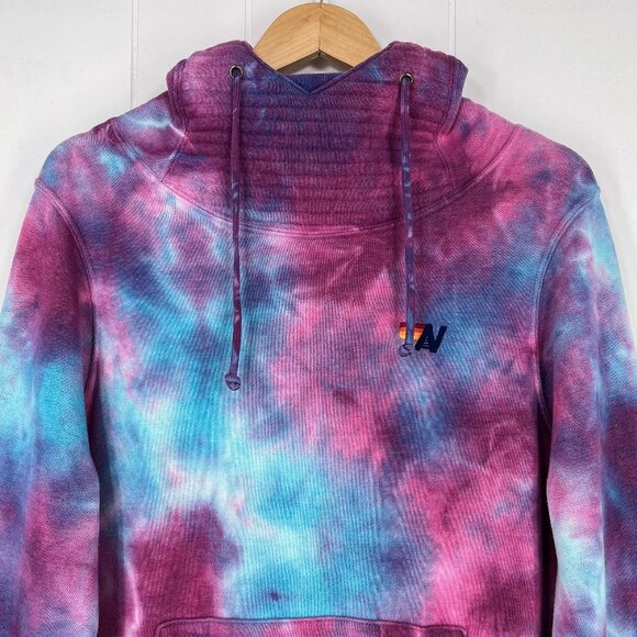Aviator Nation Ninja Pullover Hoodie Tie Dye Unisex Size Medium Blue Purple - Picture 3 of 16
